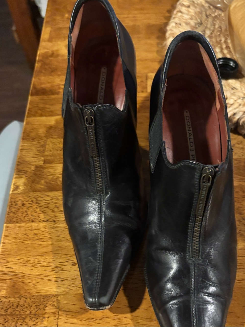 Donald J. Pliner Black Leather Zip-Front Dress Oxfords